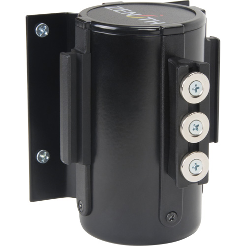 Barri&egrave;re &agrave; fixation murale avec ruban magn&eacute;tique, Acier, Fixation par vis, 12', Ruban Jaune Absolute Business Supply