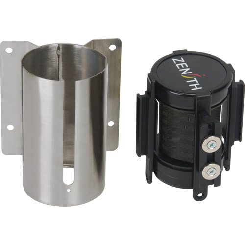 Wall Mount Barrier with Magnetic Tape, Steel, Screw Mount, 7', Black Tape Absolute Business Supply