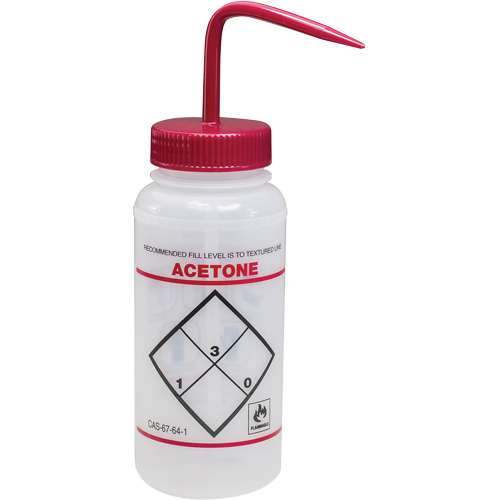 "Acetone" Safety-Labeled Wide-Mouth Wash Bottle, 16 oz. Absolute Business Supply