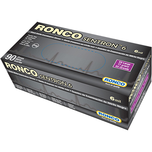 Sentron 6 Disposable Examination Gloves, 2X-Large, Nitrile, 6-mil, Powder-Free, Black, Class 2 Absolute Business Supply