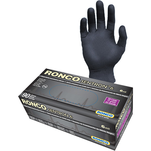 Sentron 6 Disposable Examination Gloves, 2X-Large, Nitrile, 6-mil, Powder-Free, Black, Class 2 Absolute Business Supply