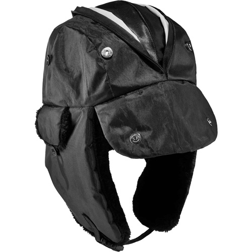 Chapeau de trappeur avec fermeture &agrave; glissi&egrave;re N-Ferno, Doublure en Polyur&eacute;thane/Satin, Moyen/Petit, Noir Absolute Business Supply
