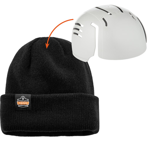 Tuque en tricot c&ocirc;tel&eacute; avec fermeture &agrave; glissi&egrave;re et casque antichoc &agrave; ins&eacute;rer N-Ferno, Taille unique, Noir Absolute Business Supply