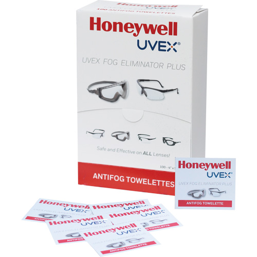 Uvex&reg; Fog Eliminator Plus Lens Towelettes, 4" x 5", Pack Of 100 Absolute Business Supply