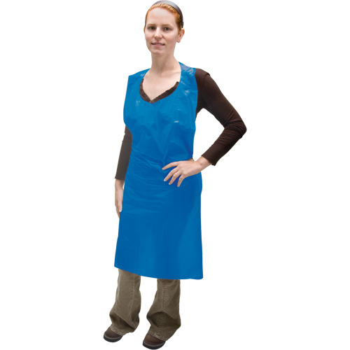 Tablier en poly&eacute;thyl&egrave;ne, Poly&eacute;thyl&egrave;ne, Bleu, 35" la x 46" lo Absolute Business Supply