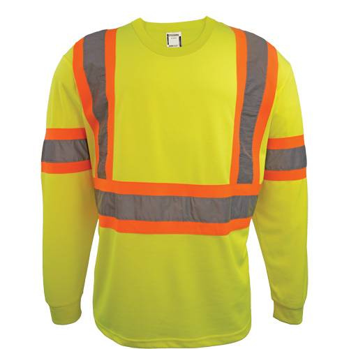 Chemise de s&eacute;curit&eacute; &agrave; manches longues, Polyester, 2T-Grand, Jaune lime haute visibilit&eacute; Absolute Business Supply