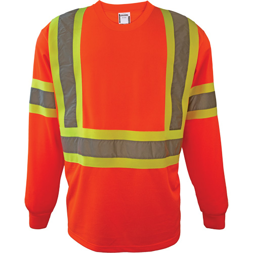 Chemise de s&eacute;curit&eacute; &agrave; manches longues, Polyester, 2T-Grand, Orange haute visibilit&eacute; Absolute Business Supply