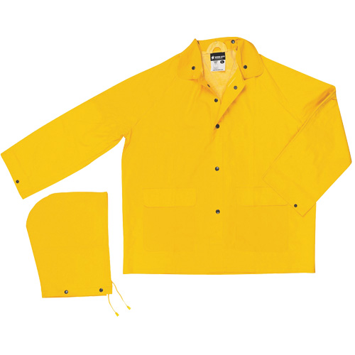 Classic Series Rain Jacket with Detachable Hood, Polyester/PVC, X-Large, Yellow Absolute Business Supply