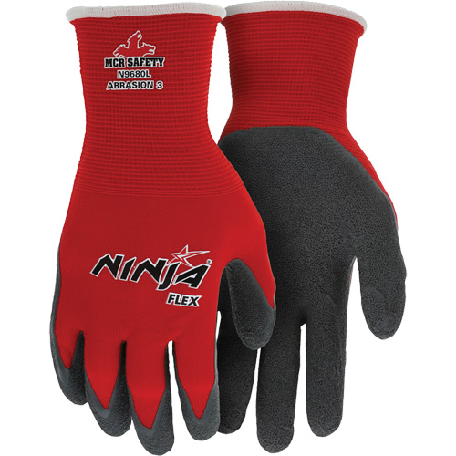 Gants enduits Flex Ninja, Grand, R&ecirc;vetement Latex de caoutchouc, Calibre 15, Enveloppe en Nylon Absolute Business Supply