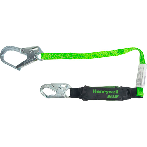 Miller&reg; HP Shock-Absorbing Lanyard, 4', Locking Rebar Hook Center, Locking Snap Hook Leg Ends, Polyester Absolute Business Supply