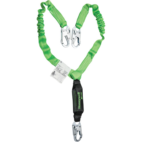Miller&reg; StretchStop&reg; Shock-Absorbing Lanyard, 6', Locking Snap Hook Center, Locking Snap Hook Leg Ends, Polyester Absolute Business Supply