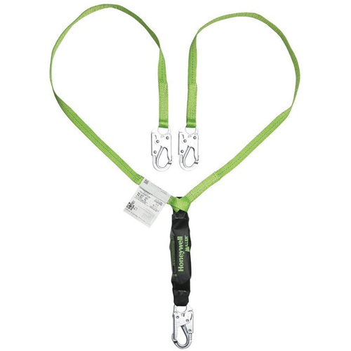 Miller&reg; HP Shock-Absorbing Lanyard, 4', Locking Snap Hook Center, Locking Snap Hook Leg Ends, Polyester Absolute Business Supply