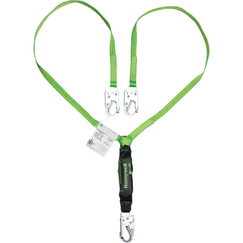 Miller&reg; HP Shock-Absorbing Lanyard, 6', Locking Snap Hook Center, Locking Snap Hook Leg Ends, Polyester Absolute Business Supply
