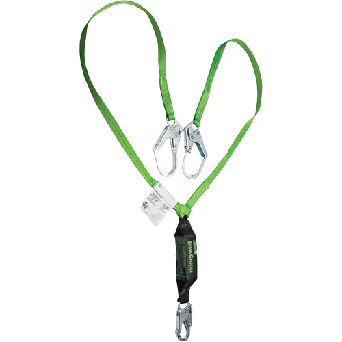Miller&reg; HP Shock-Absorbing Lanyard, 6', Locking Rebar Hook Center, Locking Snap Hook Leg Ends, Polyester Absolute Business Supply