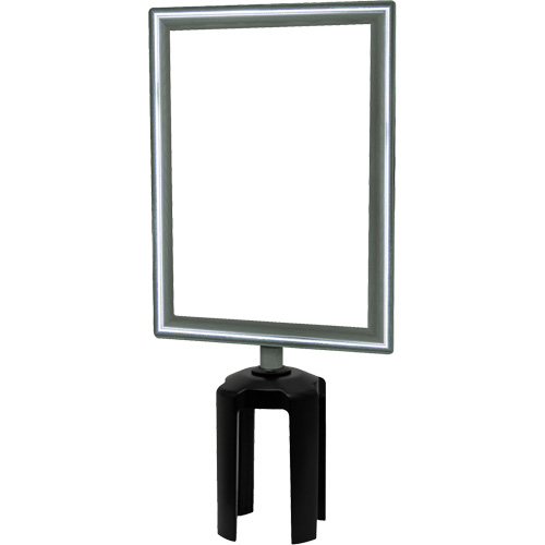 Heavy-Duty Vertical Sign Holder with Tensabarrier&reg; Post Adapter, Polished Chrome Absolute Business Supply