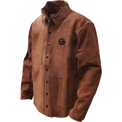 Veste de soudage en cuir fleur de vache refendu Gander Brand, Cuir, 4T-Grand, Brun Absolute Business Supply