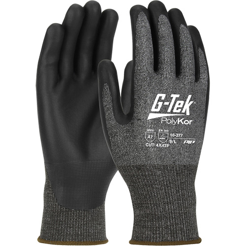 G-Tek&reg; PolyKor&reg; X7 Cut Resistant Gloves, Size Small, 18 Gauge, Polyurethane Coated, Polyethylene Shell, ASTM ANSI Level A7/EN 388 Level F Absolute Business Supply