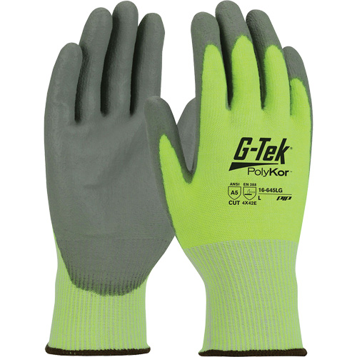 G-Tek&reg; PolyKor&reg; Cut Resistant Gloves, Size Small, 13 Gauge, Polyurethane Coated, Polyethylene Shell, ASTM ANSI Level A5/EN 388 Level E Absolute Business Supply