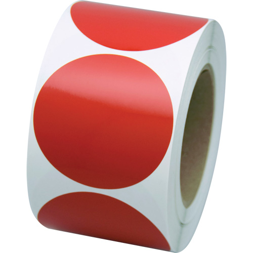 Marking Shapes, Circle, 3" L x 3" W, Red, Vinyl Absolute Business Supply
