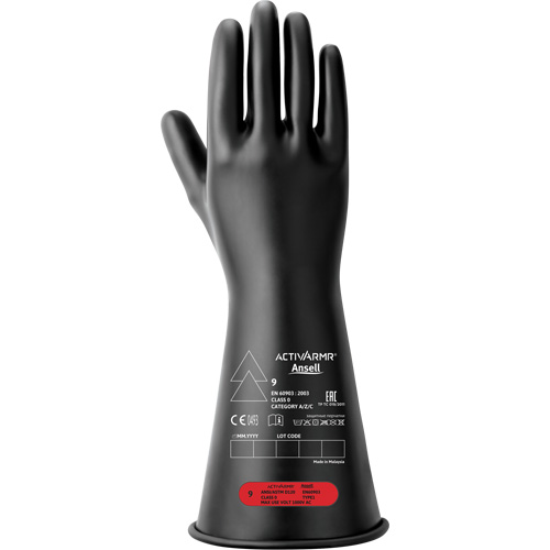 Electrical Insulating Gloves, ASTM Class 0, Size 10, 11" L Absolute Business Supply