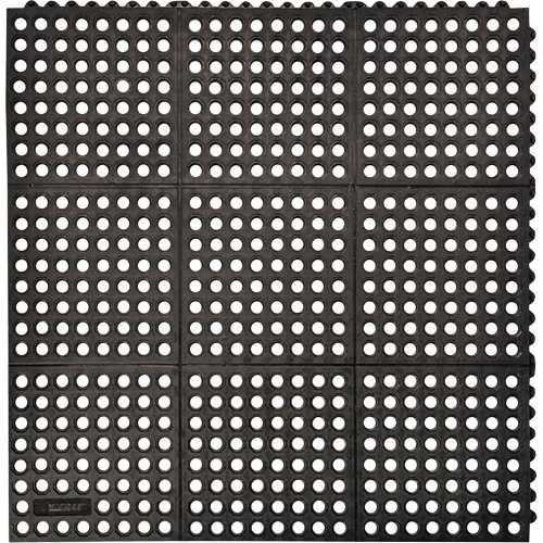 Cushion-Ease&reg; 550 Interlocking Anti-Fatigue Mat, Slotted, 3' x 3' x 3/4", Black, Rubber Absolute Business Supply