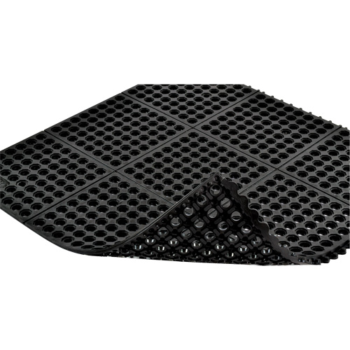 Cushion-Ease&reg; 550 Interlocking Anti-Fatigue Mat, Slotted, 3' x 3' x 3/4", Black, Rubber Absolute Business Supply