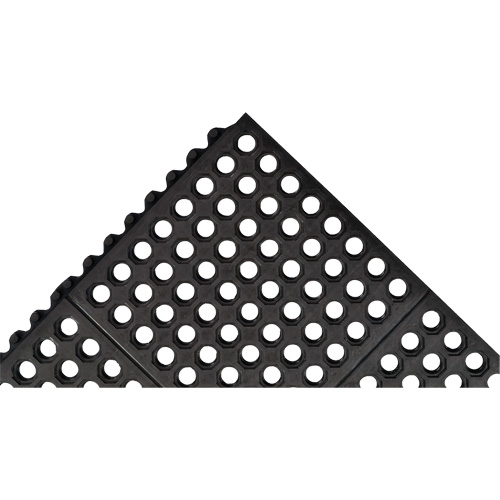 Cushion-Ease&reg; 550 Interlocking Anti-Fatigue Mat, Slotted, 3' x 3' x 3/4", Black, Rubber Absolute Business Supply