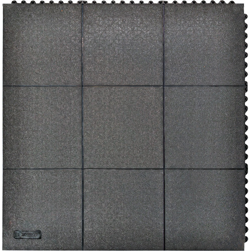 Tapis antifatigue &agrave; imbrication Cushion-Ease, Rugueux, 3' x 3' x 3/4", Noir, Caoutchouc naturel Absolute Business Supply
