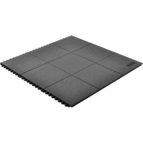 Tapis antifatigue &agrave; imbrication Cushion-Ease, Rugueux, 3' x 3' x 3/4", Noir, Caoutchouc naturel Absolute Business Supply