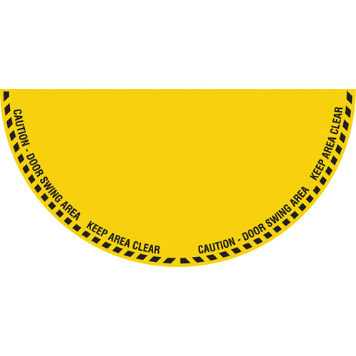 Signalisation au sol ?Caution? (attention) pour porte battante en demi-cercle, Adh&eacute;sif, Anglais avec pictogramme Absolute Business Supply