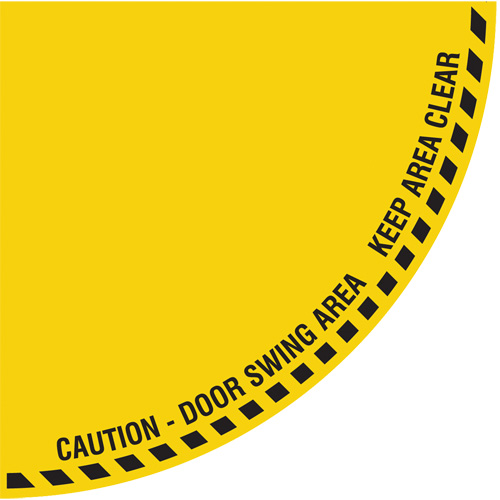 Signalisation au sol ?Caution? (attention) pour porte battante en quart de cercle, Adh&eacute;sif, Anglais avec pictogramme Absolute Business Supply