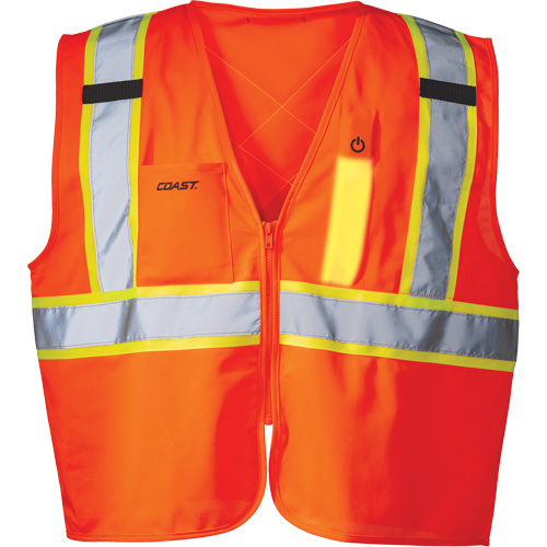 SV350 X-Back Safety Vest with Light, High Visibility Orange, Small, Polyester Absolute Business Supply