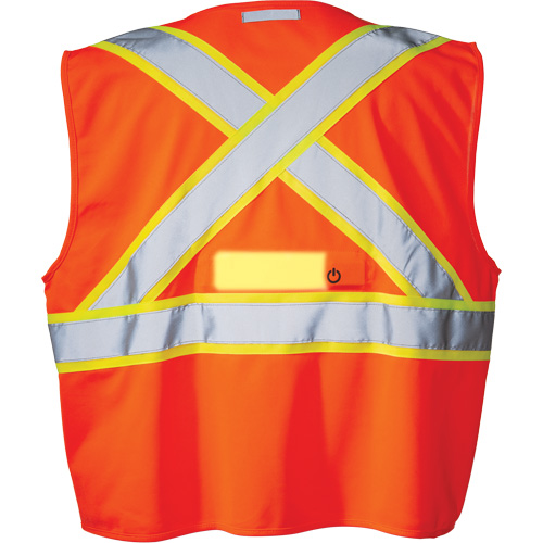 SV350 X-Back Safety Vest with Light, High Visibility Orange, Small, Polyester Absolute Business Supply