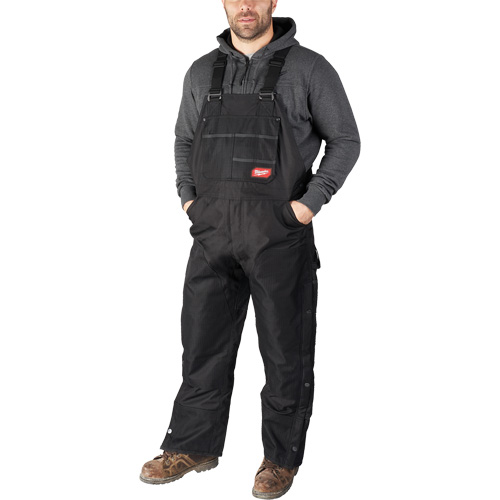 GridIron Regular Length Zip-To-Thigh Bib Overall, Men's, Large, Black Absolute Business Supply