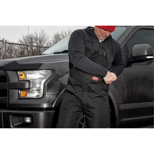 GridIron Regular Length Zip-To-Thigh Bib Overall, Men's, Large, Black Absolute Business Supply