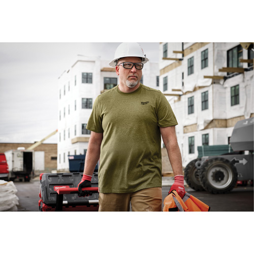 Hybrid Work Tee Shirt, Men's, Small, Green Absolute Business Supply