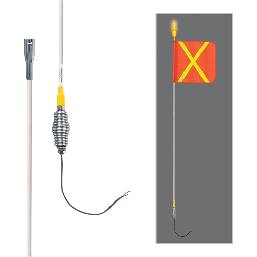 Safety Whip&reg; All-Weather Super-Duty Warning Whips with Constant LED Light, Spring Mount, 5' High, Orange with Reflective Absolute Business Supply