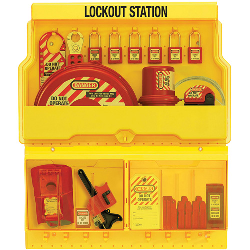 Station de cadenassage pour vannes et appareils &eacute;lectriques de luxe standard, Cadenas Thermoplastique, Capacit&eacute; de 32, Cadenas Compris Absolute Business Supply