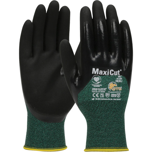 Gants r&eacute;sistants aux coupures dans un milieu de travail huileux ATG MaxiCut, Taille Grand, Calibre 15, Rev&ecirc;tement Nitrile, Enveloppe en Fil technique, ASTM ANSI niveau A2/EN 388 niveau 3/EN 388 niveau B Absolute Business Supply