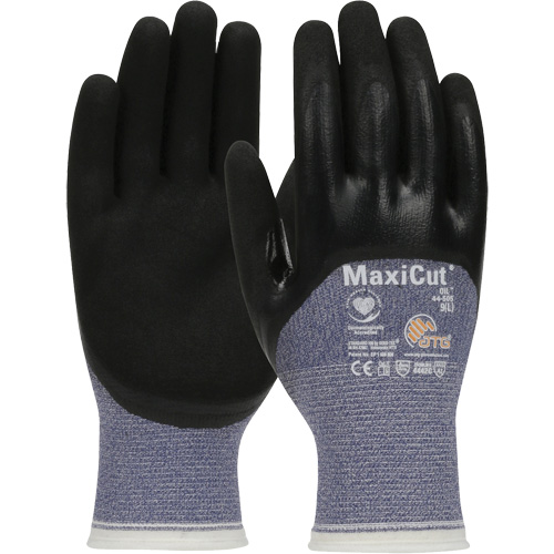 Gants r&eacute;sistants aux coupures dans un milieu de travail huileux ATG MaxiCut, Taille Grand, Calibre 15, Rev&ecirc;tement Nitrile, Enveloppe en Fil technique, ASTM ANSI niveau A3/EN 388 niveau 4/EN 388 niveau C Absolute Business Supply