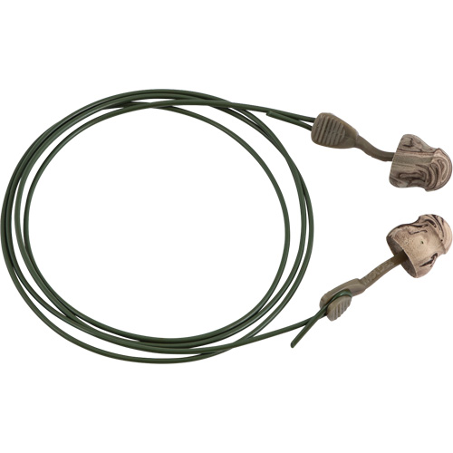 Bouchons d'oreilles en mousse camo sans roulement &agrave; tourner Glide, Vrac - Boîte, Avec cordon Absolute Business Supply