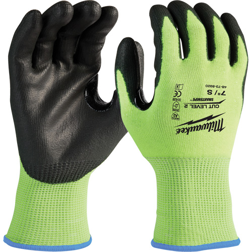 High-Visibility Cut-Resistant Gloves, Size Small, 15 Gauge, Nitrile/Polyurethane Coated, Polyethylene Shell, ANSI/ISEA 105 Level 2 Absolute Business Supply