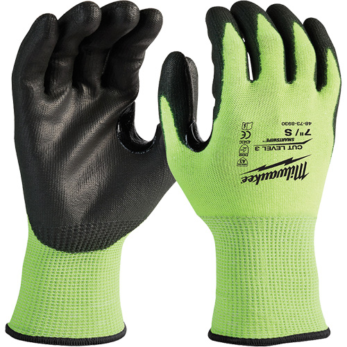 High-Visibility Cut-Resistant Gloves, Size Small, 15 Gauge, Nitrile/Polyurethane Coated, Polyethylene Shell, ANSI/ISEA 105 Level 3 Absolute Business Supply