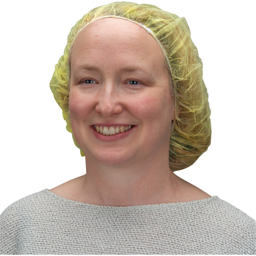 Bouffant Caps, Polypropylene, 24", Yellow Absolute Business Supply