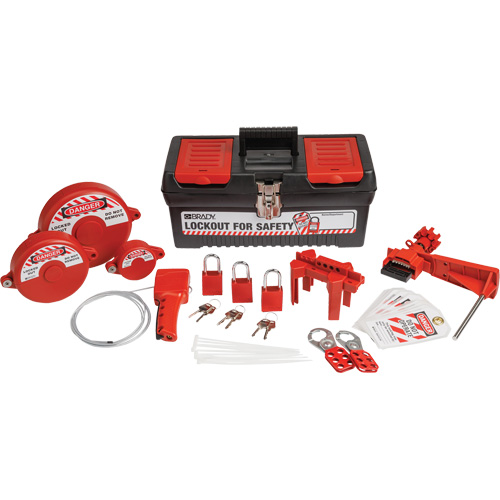 Lockout Tagout Kit with Aluminum Safety Padlocks in Toolbox, Valve Kit, 32 Components Absolute Business Supply