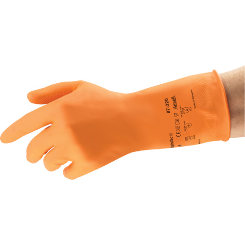 Gants r&eacute;sistants aux produits chimiques AlphaTec 87-320, Taille 9,5, 11,8" lo, Latex de caoutchouc, Doublure en Coton/Ouat&eacute;e, 17 mils Absolute Business Supply