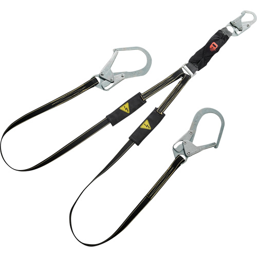 V-Series Welding Energy Absorbing Lanyard, 6', Rebar Hook Center, Snap Hook Leg Ends, Kevlar&reg;/Metal/Nylon Absolute Business Supply