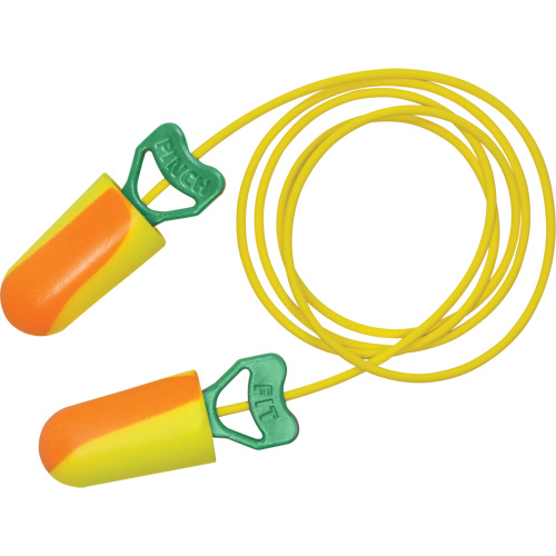 Bouchons d'oreilles biosourc&eacute;s PinchFit BioSoft, Vrac - Boîte, Avec cordon Absolute Business Supply