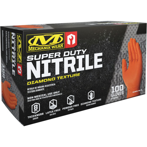 Super Duty Disposable Gloves, 9/Medium, Nitrile, 8-mil, Powder-Free, Orange Absolute Business Supply