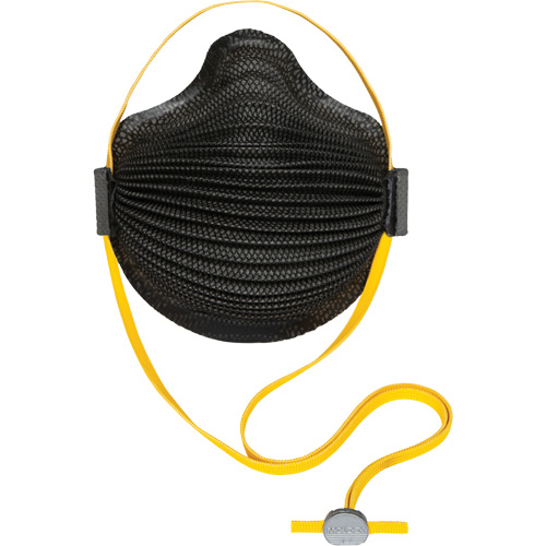 Masques jetables AirWave de la s&eacute;rie M noirs avec SmartStrap et bride compl&egrave;te en mousse, N95, Certifi&eacute; NIOSH, Moyen/grand Absolute Business Supply